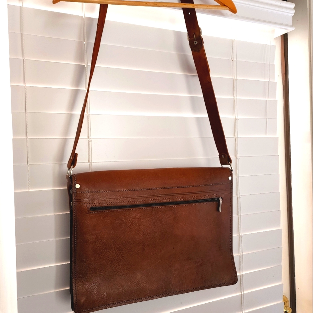 Custom Camel Leather Morrocan Hand Made Laptop/Messenger Bag, Water Resistant